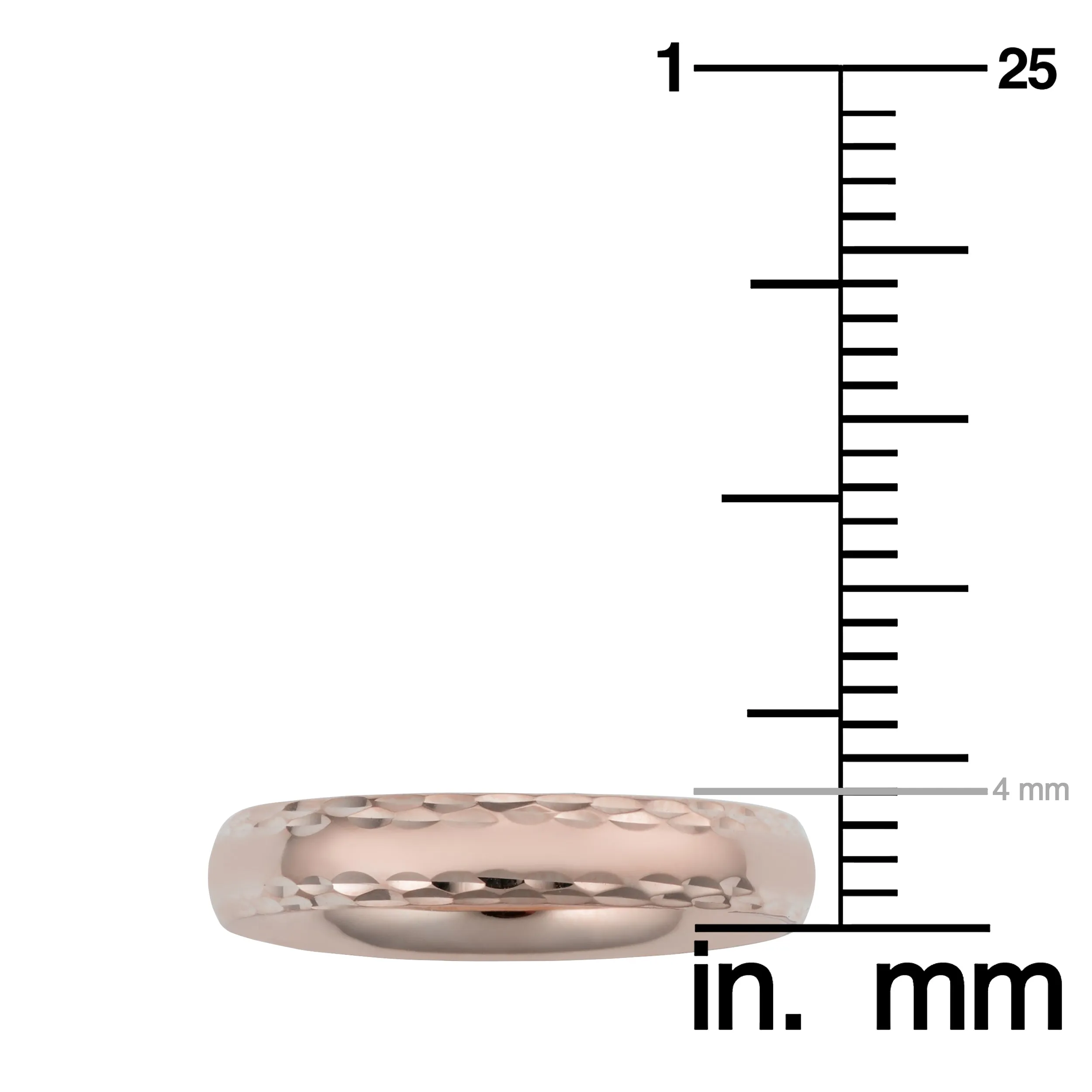 14k Rose Gold Diamond Cut 4mm Wide Hollow Wedding Band Ring