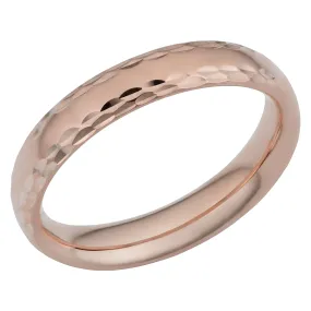 14k Rose Gold Diamond Cut 4mm Wide Hollow Wedding Band Ring