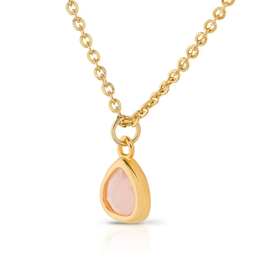 18 carat gold plated - Threads of Joy - pendant necklace - Rose Quartz