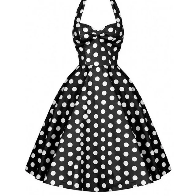 2017 Women Polka Dot Dress Big Swing Vestidos Retro Robe Casual Prom Rockabilly Party Dress 50s 60s Pinup Vintage Dresses