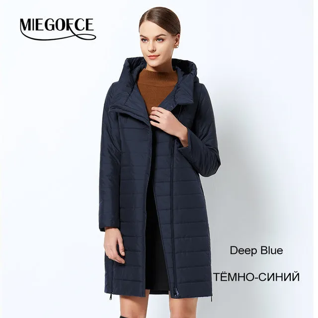 2018MIEGOFCE spring women jacket with a curve zipper women coat high-quality thin cotton padded jacket women's warm parka coat