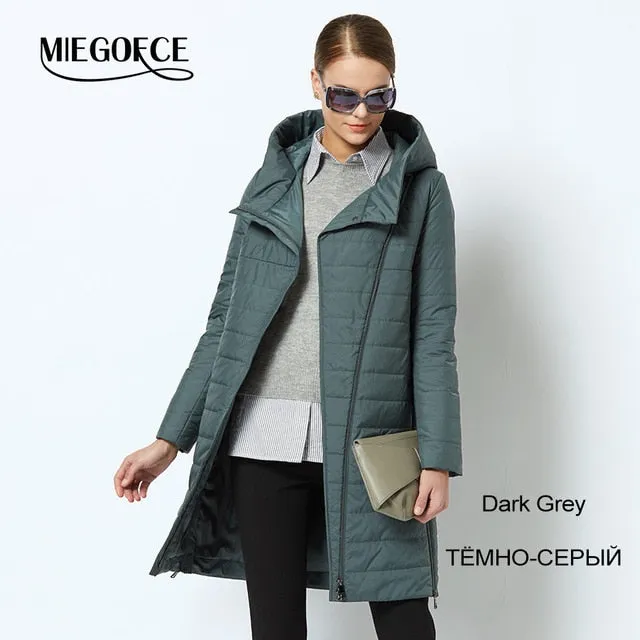 2018MIEGOFCE spring women jacket with a curve zipper women coat high-quality thin cotton padded jacket women's warm parka coat