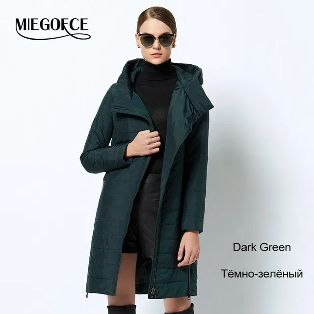 2018MIEGOFCE spring women jacket with a curve zipper women coat high-quality thin cotton padded jacket women's warm parka coat