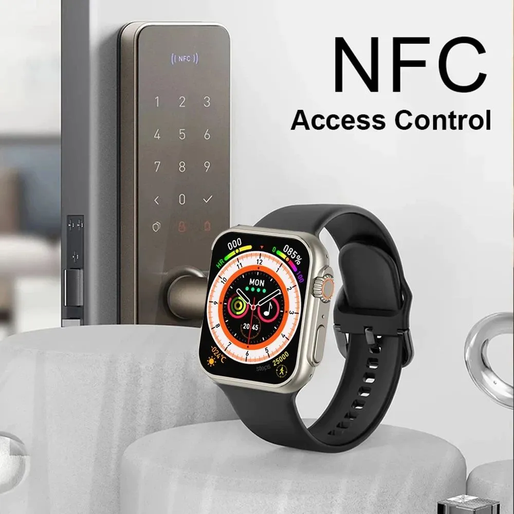 2023 New Ultra Smartwatch Men Series 8 NFC Body Temperature Watch Blood Sugar SOS 3 Button Waterproof Men Women Smart Watch 45MM HW8