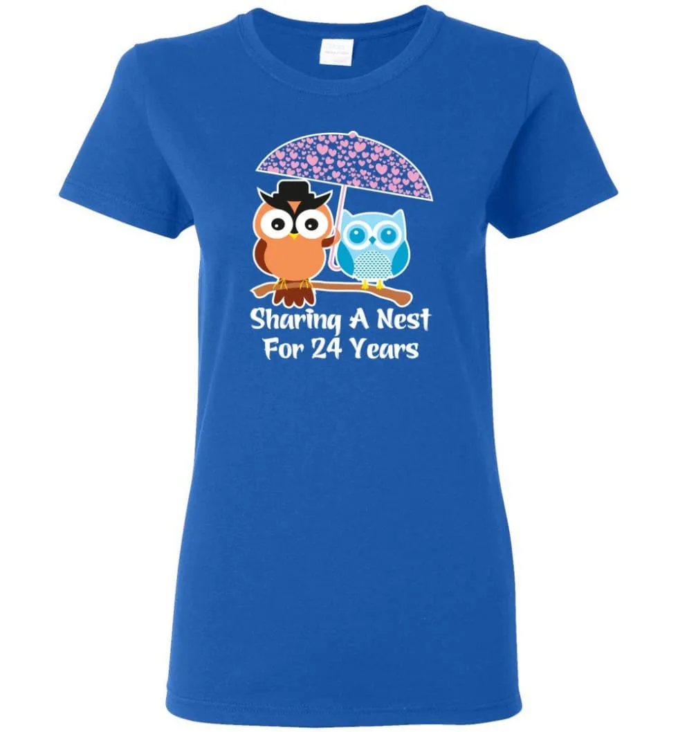 24 Years Wedding Anniversary Gifts Valentine's Day Women Tee