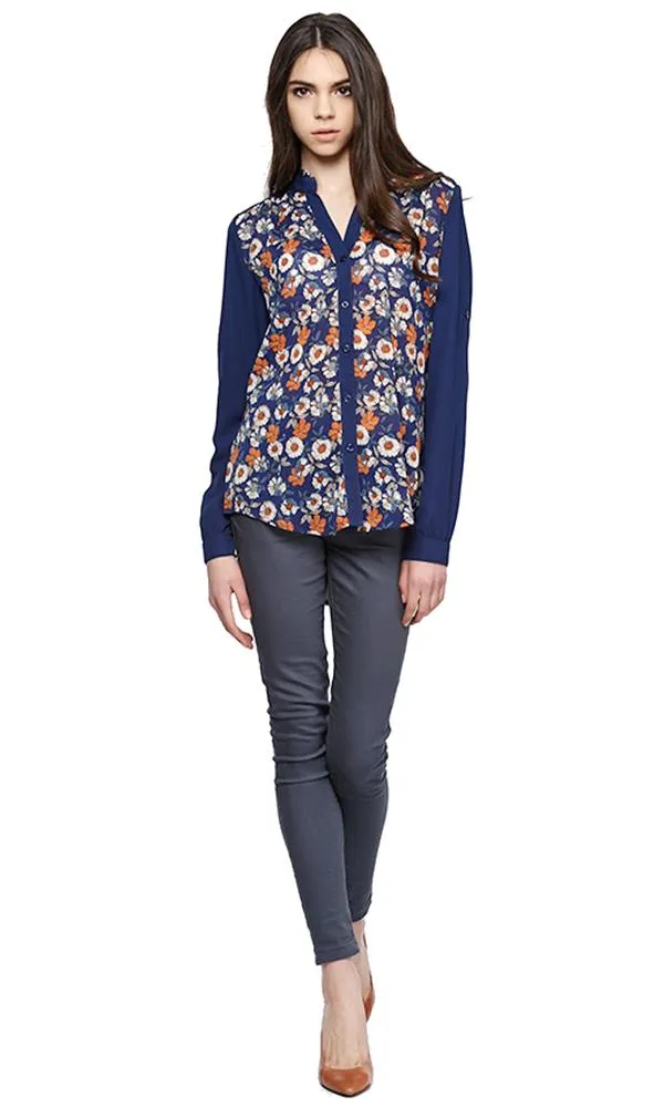 39215 WOMEN LONG SLEEVE SHIRT NAVY