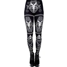 3D Printed Ouija Devil Satan Women Leggings For Fitness Goat Horn Hexagram Pants Elastic Workout Leging