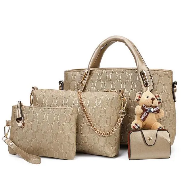 4pcs/Set Women PU Leather Luxury Designer Handbag