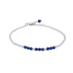 925 Silver Lapis Lazuli Bracelet - Handmade Women's December Birthstone Gift