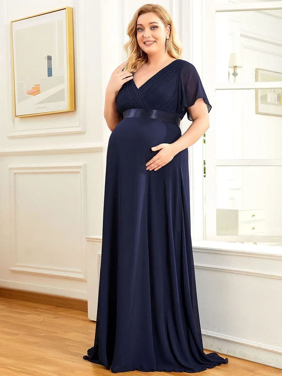 Adorable Deep V-neck Wholesale Maternity Dress for Plus Size Women