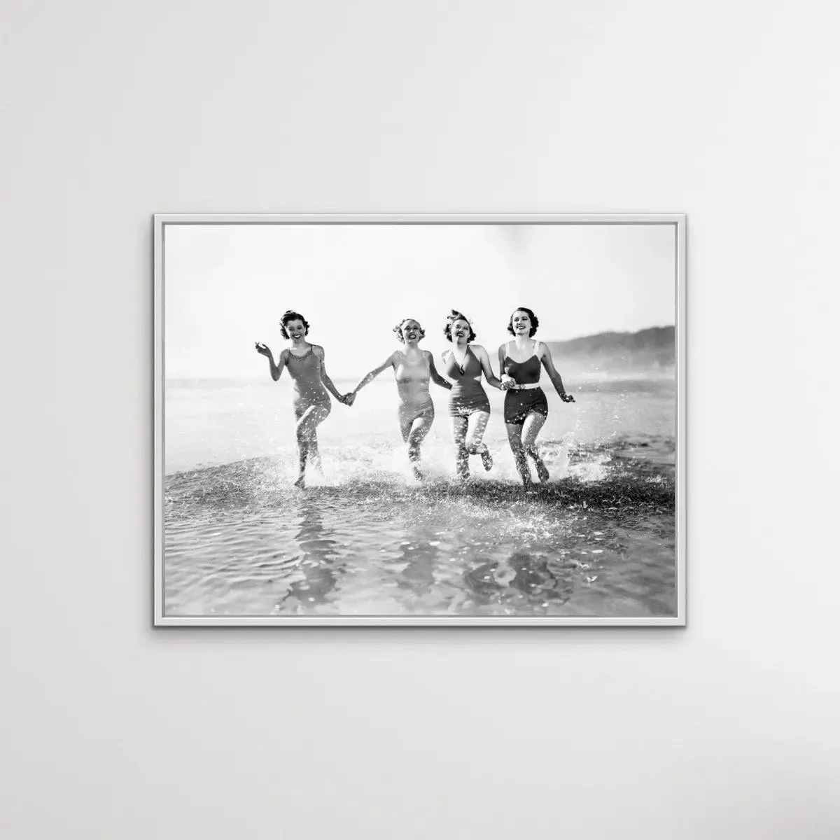 At The Beach - Vintage Photographic Women At Beach Print On Paper Or Canvas