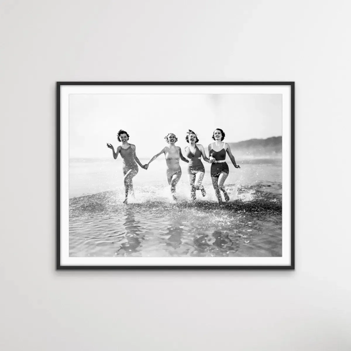 At The Beach - Vintage Photographic Women At Beach Print On Paper Or Canvas