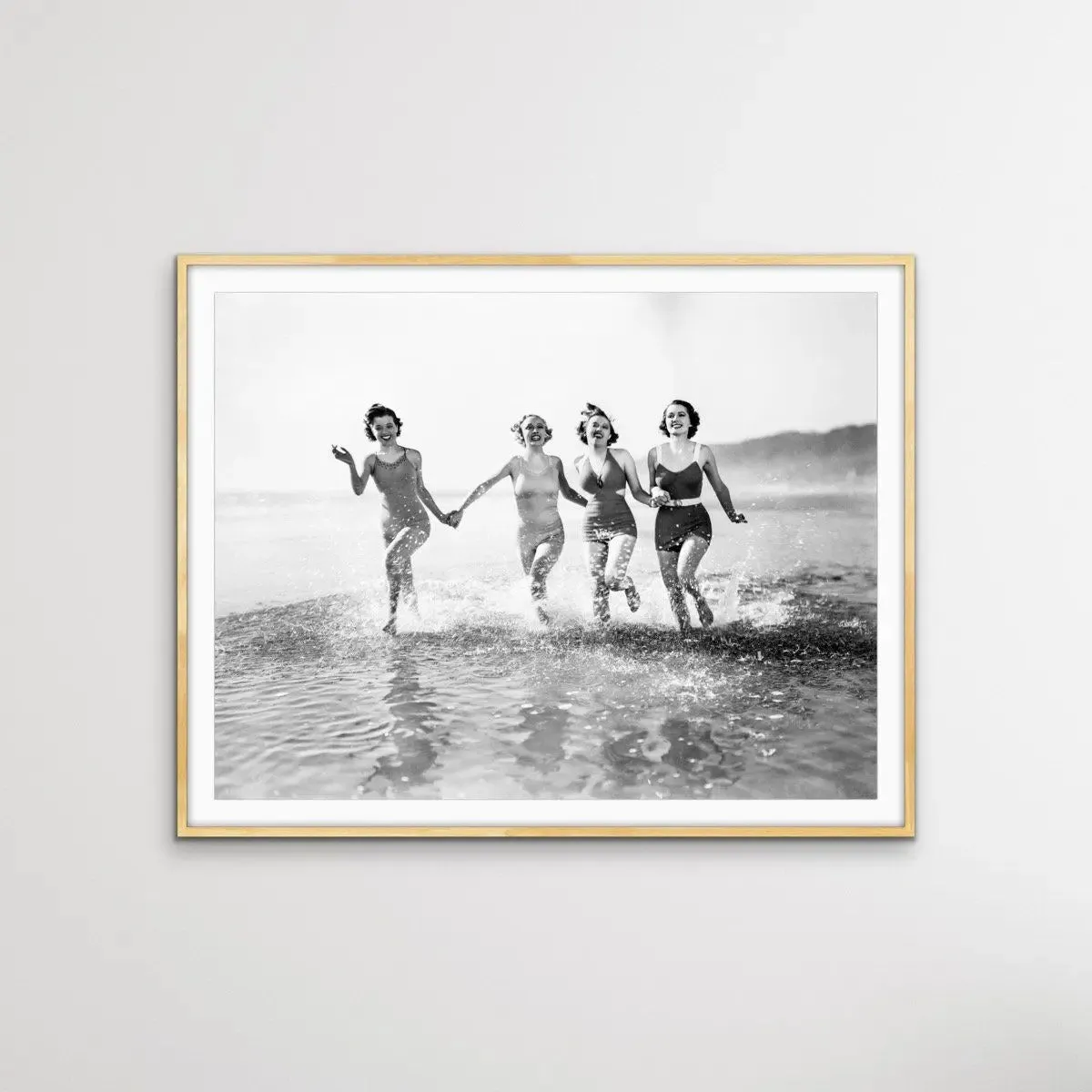 At The Beach - Vintage Photographic Women At Beach Print On Paper Or Canvas