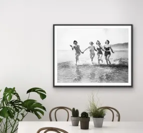 At The Beach - Vintage Photographic Women At Beach Print On Paper Or Canvas