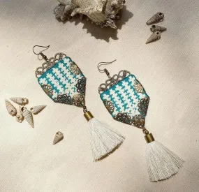 Balochi Embroidery Earrings-Turquoise