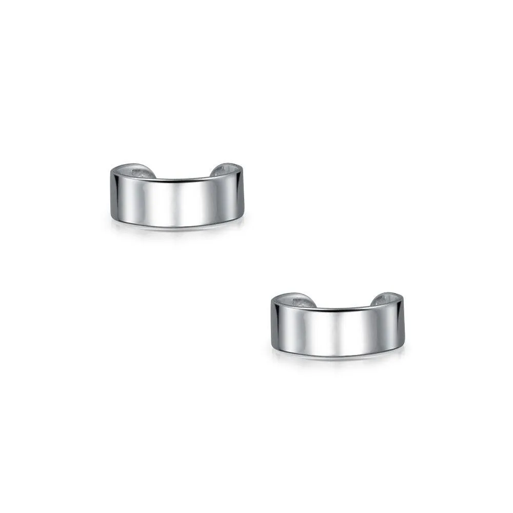 Band Cartilage Ear Cuffs Clip Wrap Helix Earrings .925 Sterling Silver