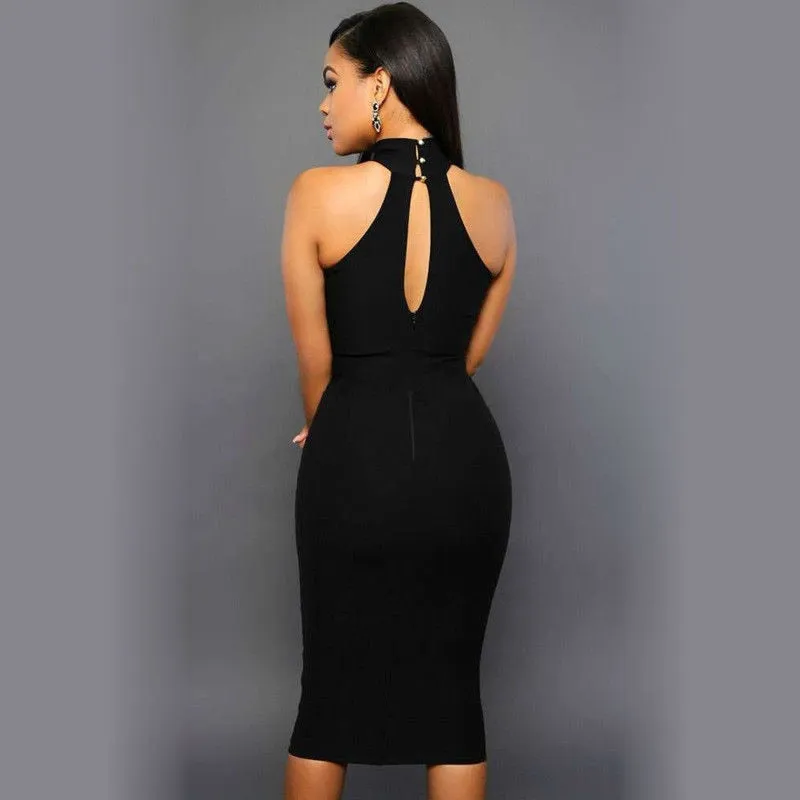 Basic Round Neck Plain Bodycon Dress