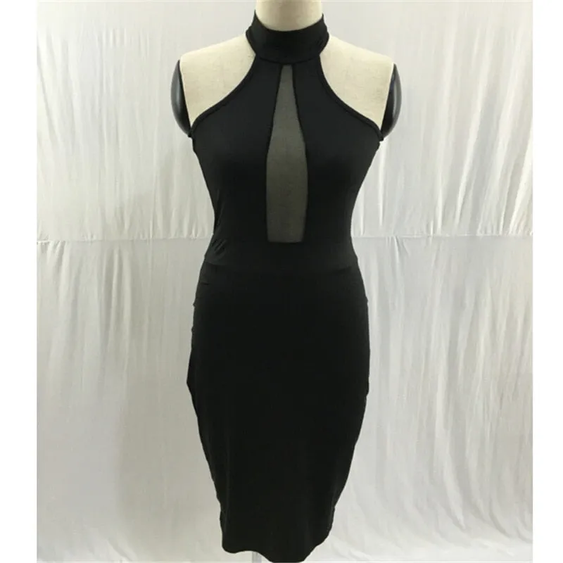 Basic Round Neck Plain Bodycon Dress