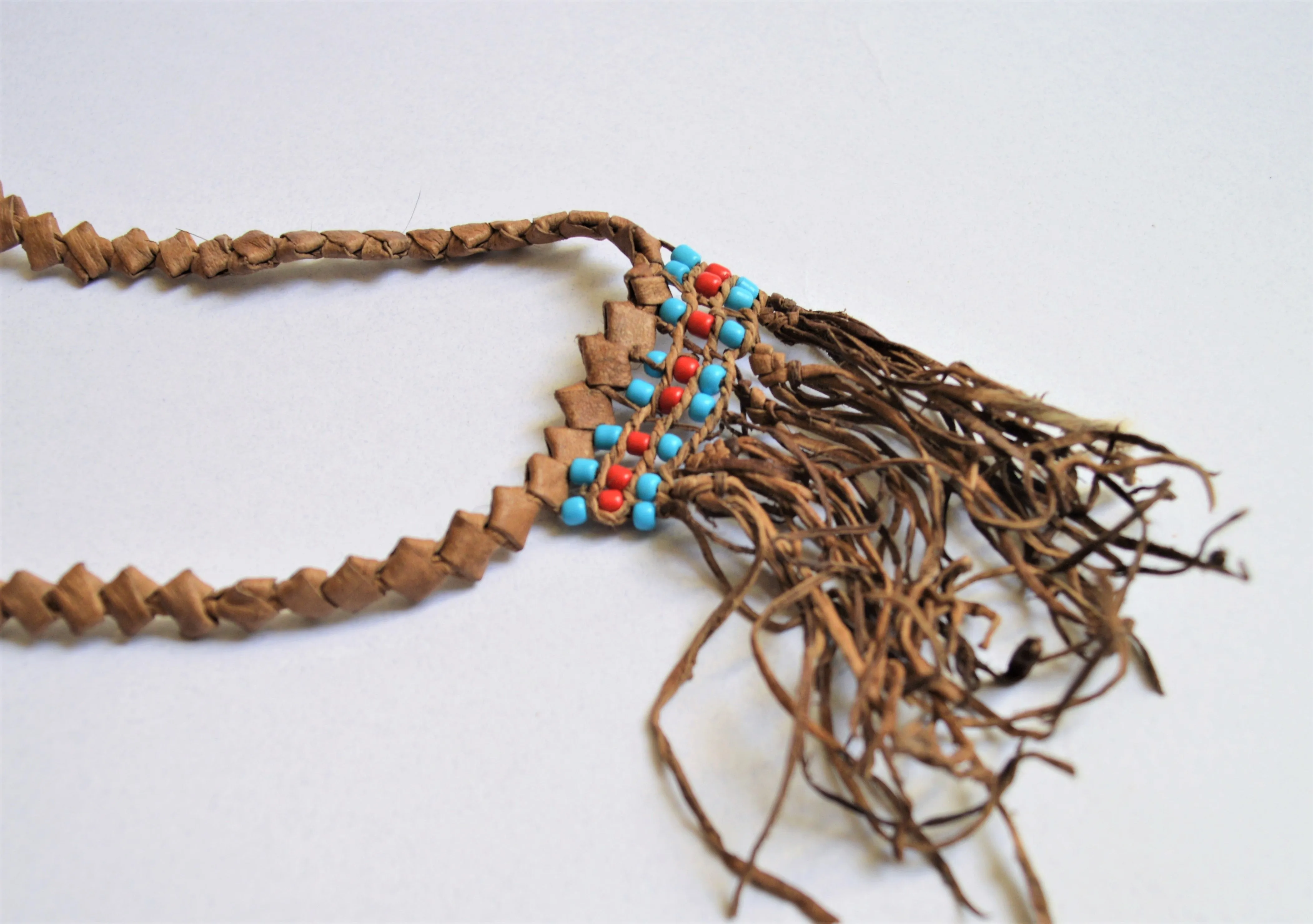 Beach necklace, Braided natural leather, Ethnic jewelry, Bohemian choker