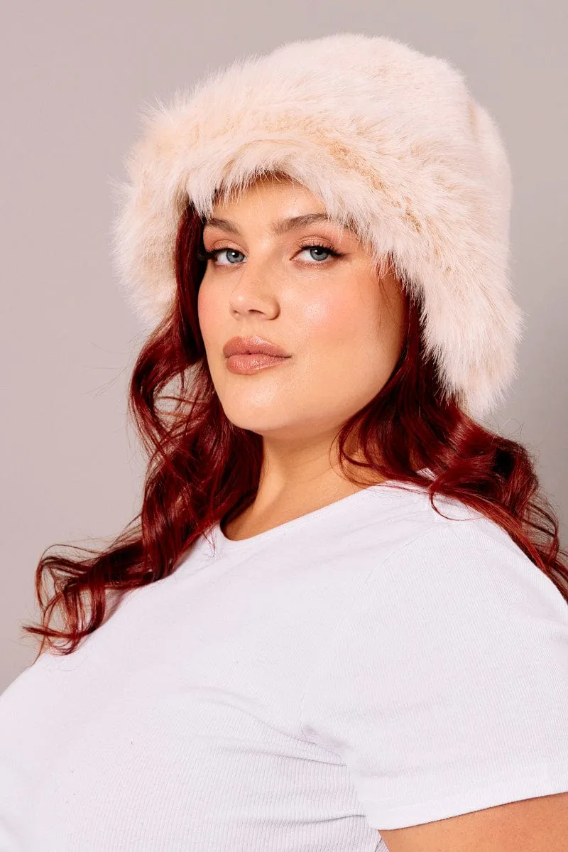 Beige Faux Fur Hat