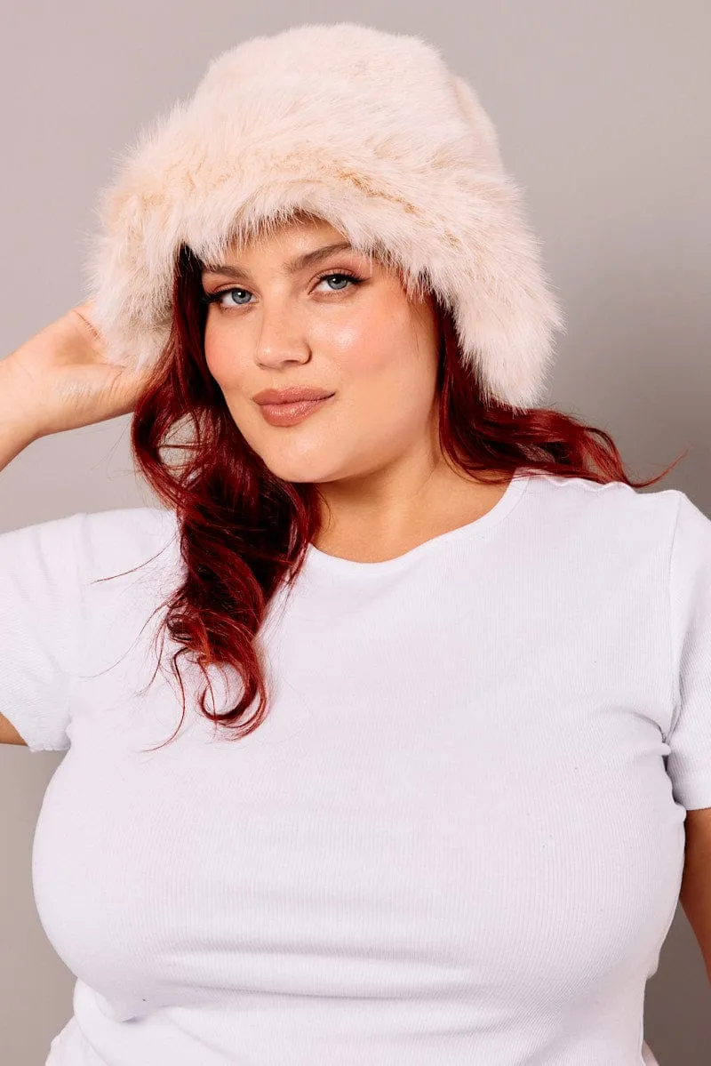 Beige Faux Fur Hat