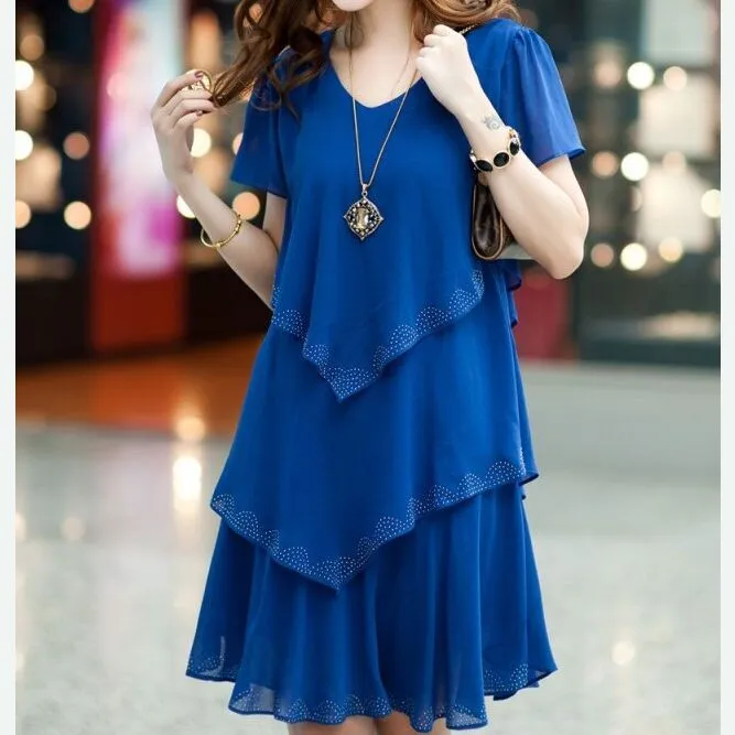 Blue Party Dresses Women Dress Chiffon Robe Sexy Clothing