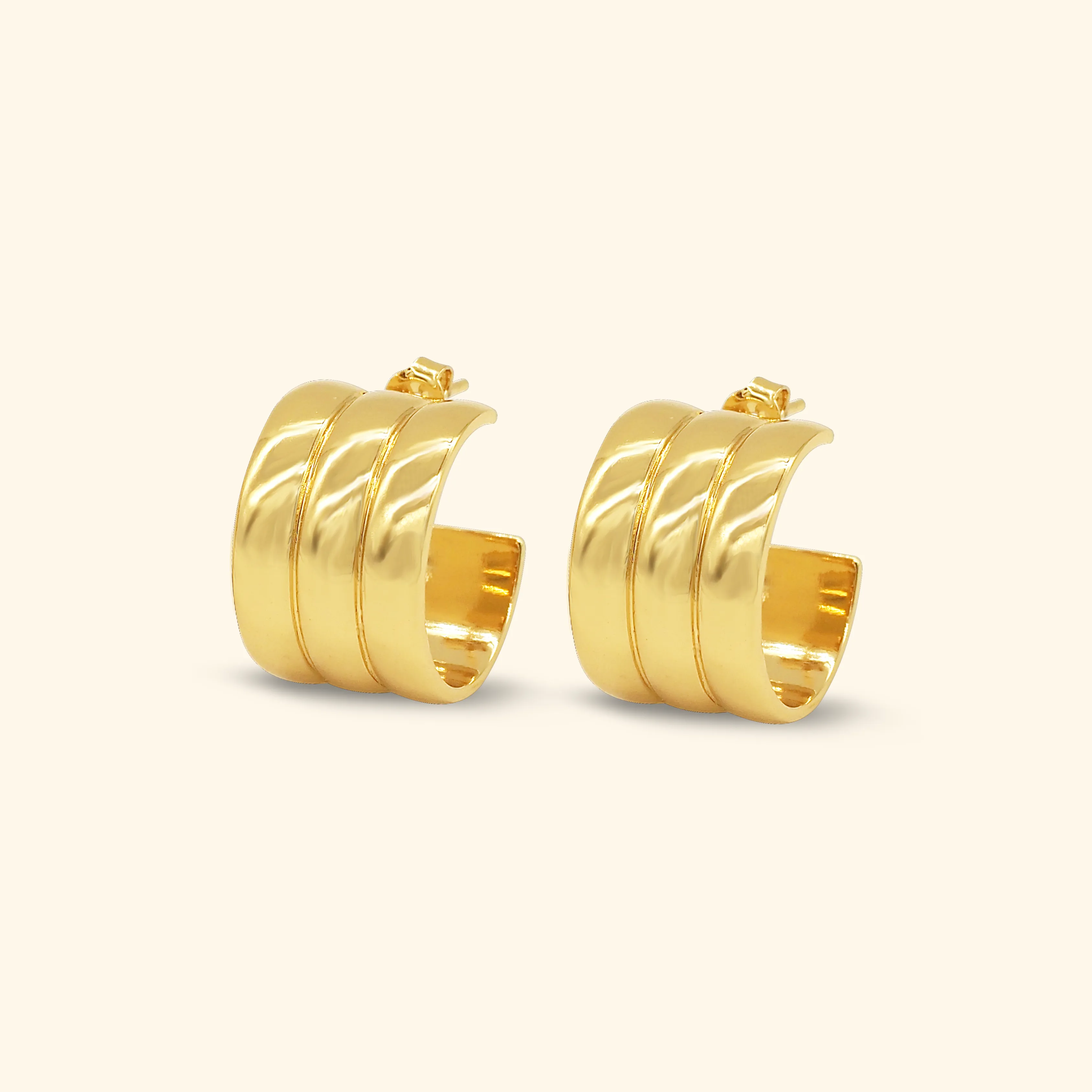 Classic Triple Loop Stud Earrings