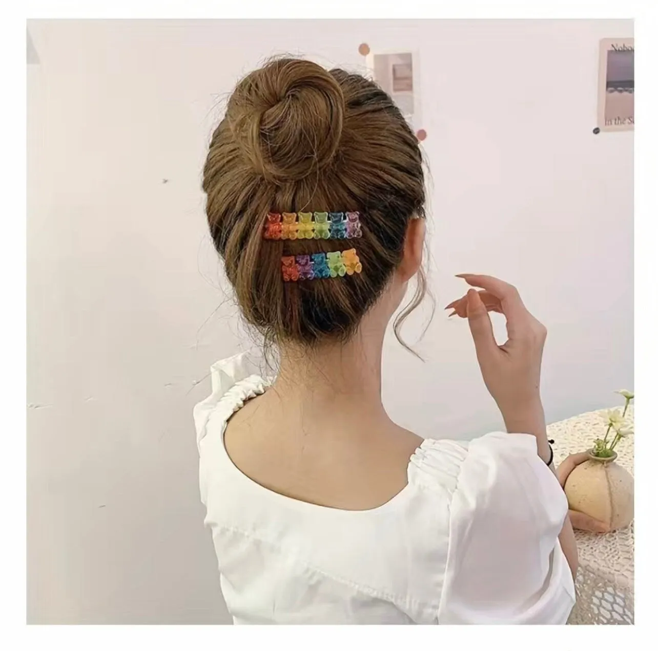 Colorful Gummy Bear Hair Clip, Hair Accessory, Women,5 Color & 6 Color,Rainbow,