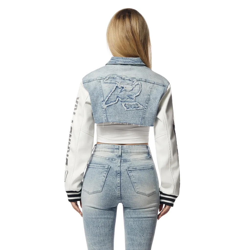 Cropped Jean Racing Jacket - Lowell Blue