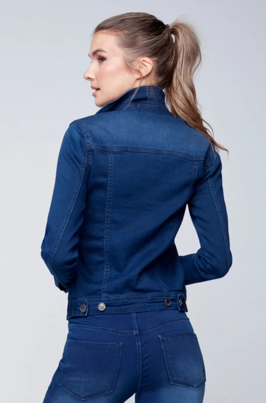 FARRAH -  Ladies Denim Trucker Jacket - Tinted Dark Indigo Rinse