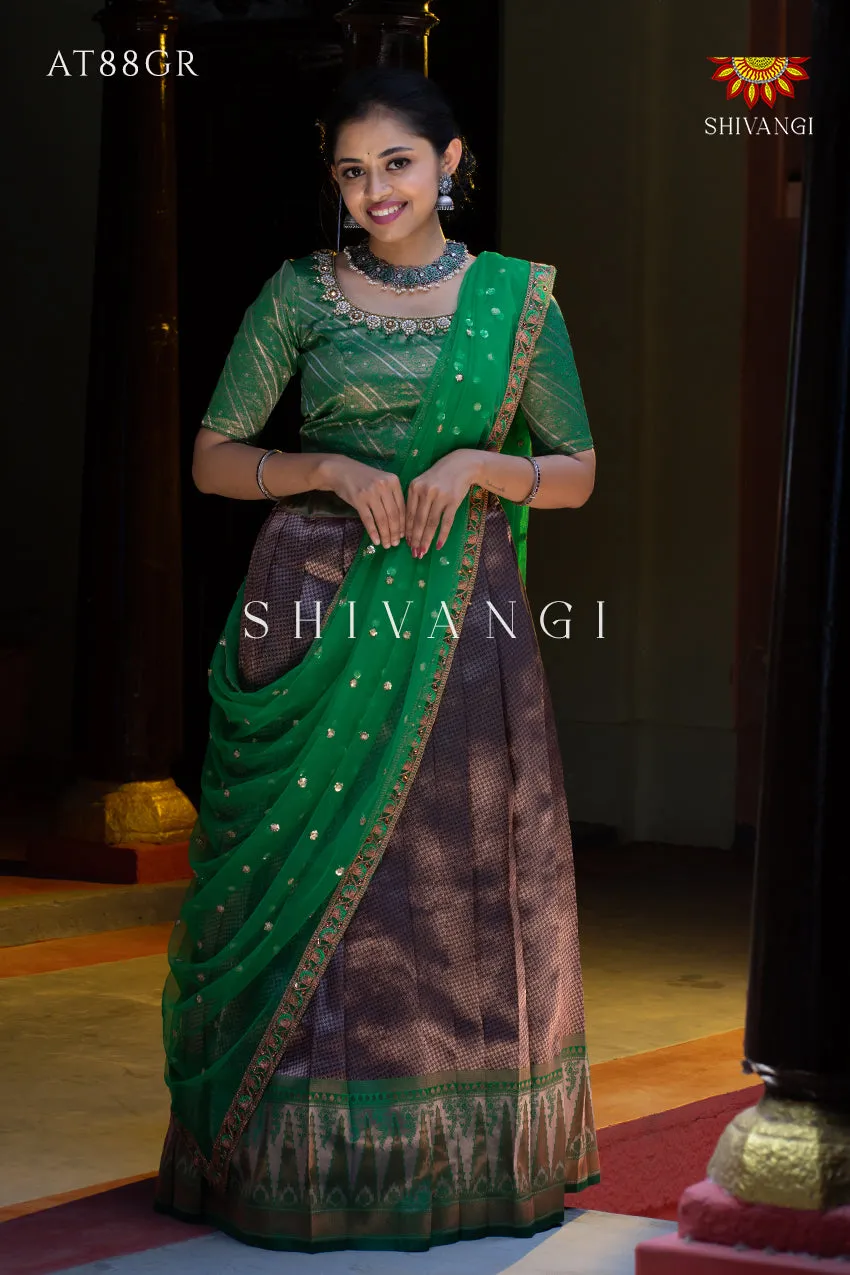 Festive Wear !!! - Green Silver Fire Lehenga