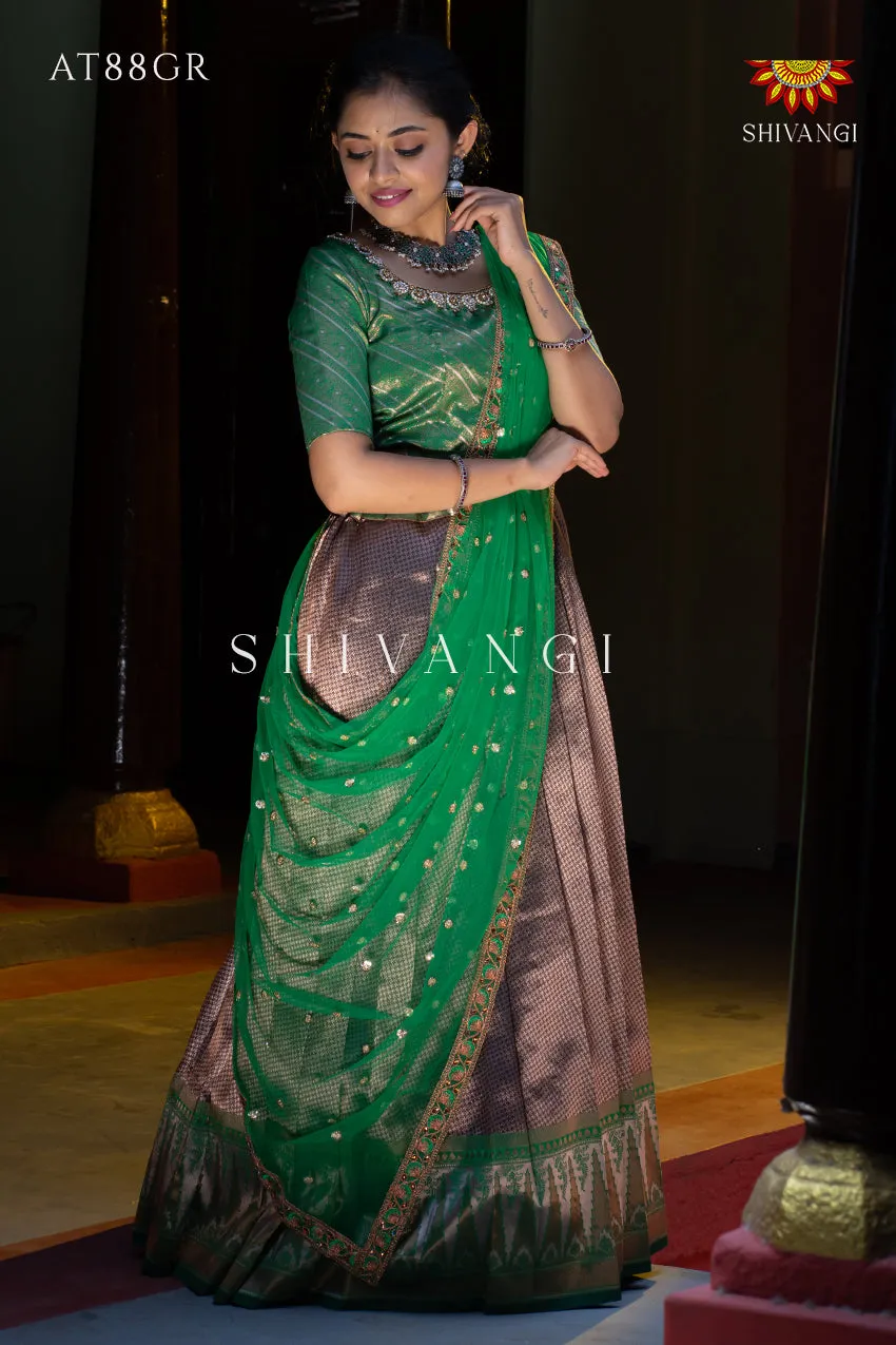 Festive Wear !!! - Green Silver Fire Lehenga