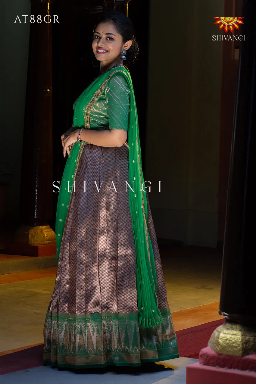 Festive Wear !!! - Green Silver Fire Lehenga