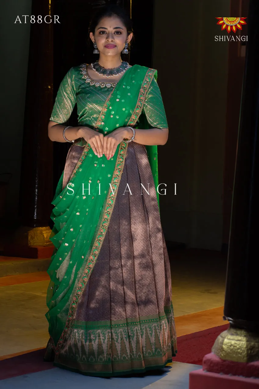 Festive Wear !!! - Green Silver Fire Lehenga