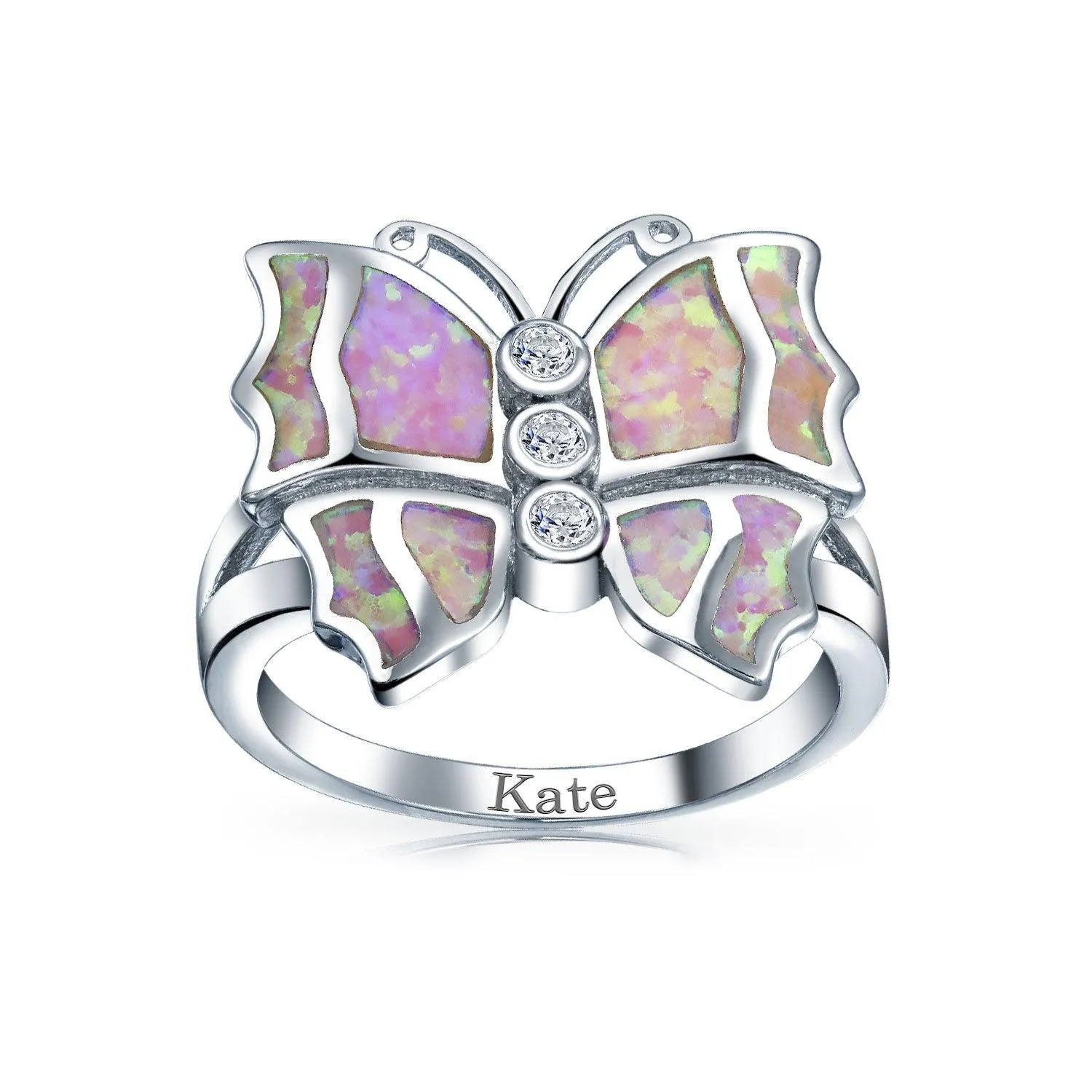 Garden Insect .925 Sterling Silver Micro CZ Nature Butterfly Ring Band