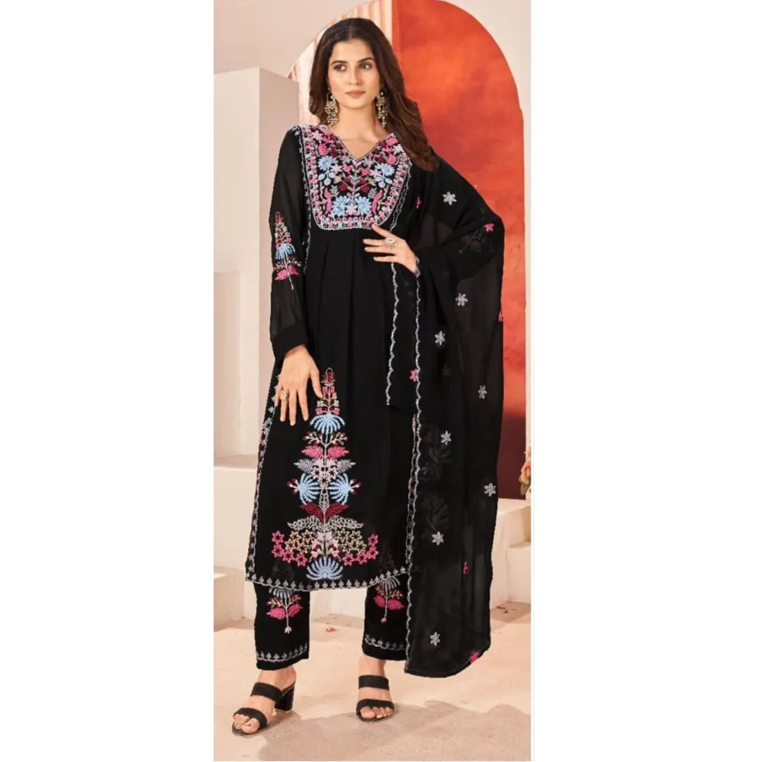 Georgette Alia cut Women Kurti Top Plazo set with Dupatta