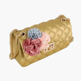 Gold Quilted Jelly Crossbody Bag for Women-M H W ACCESSORIES