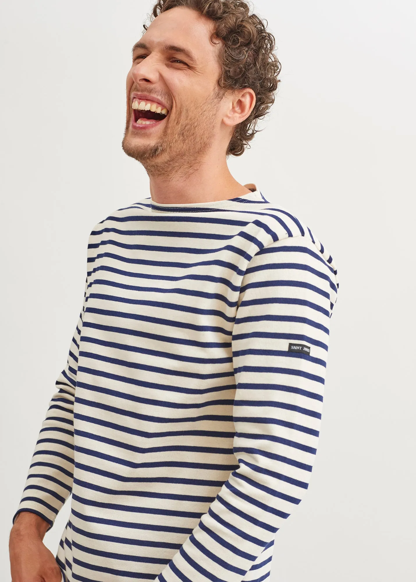 Guildo striped sailor shirt - boat neck, in thick cotton (ECRU/MARINE)