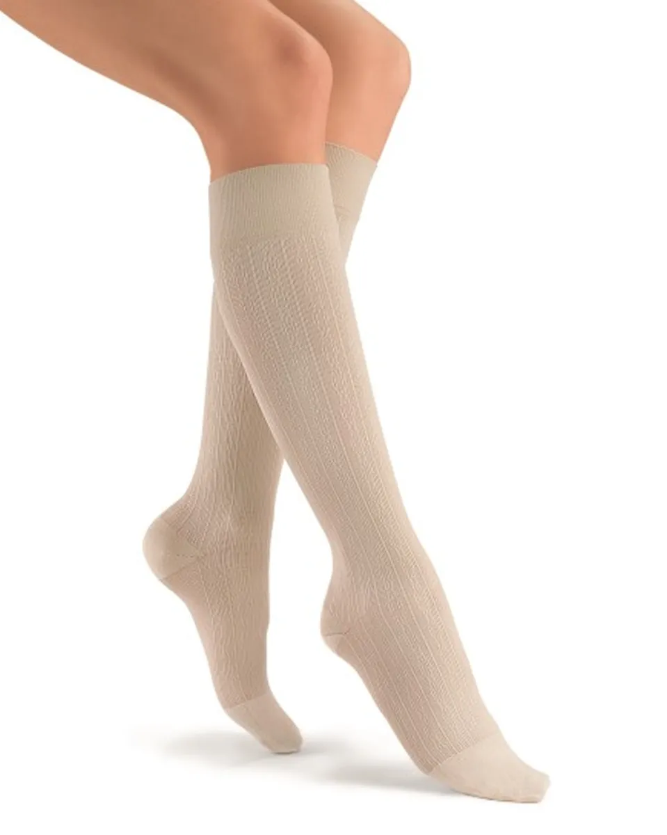 Jobst soSoft Women's Knee High Closed Toe Brocade Pattern Support Socks 20-30 mmHg