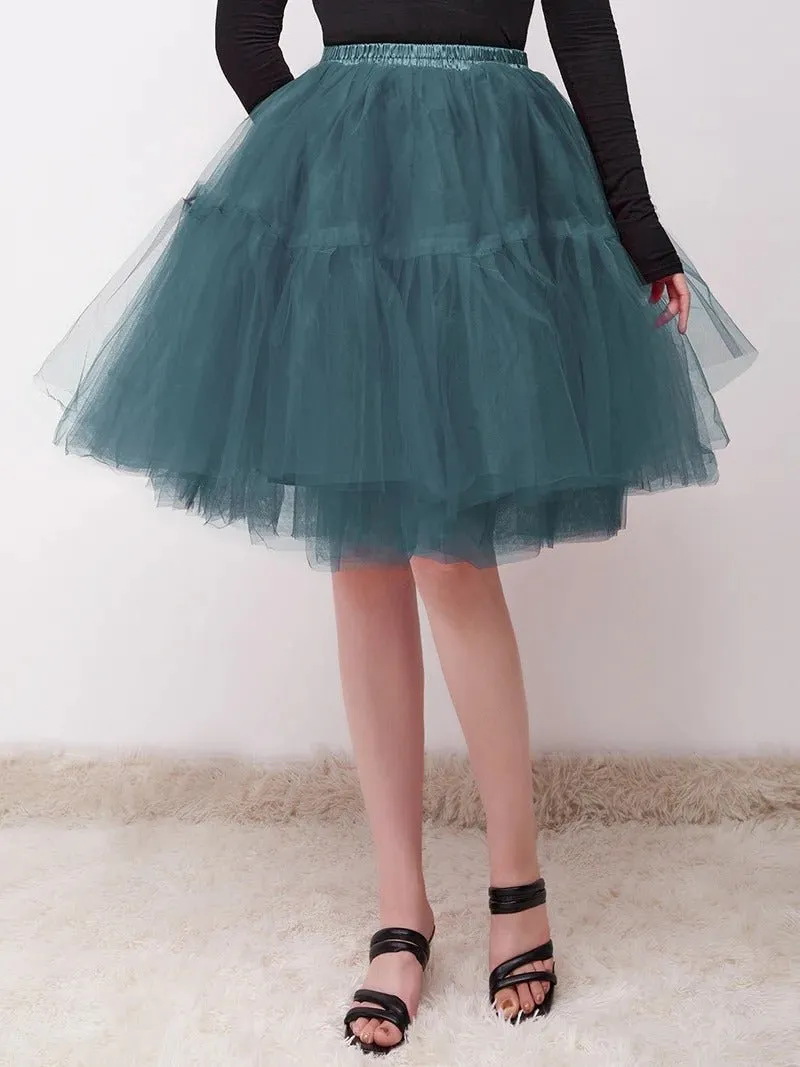 Knee-Length Tulle TUTU Dress Under Skirt