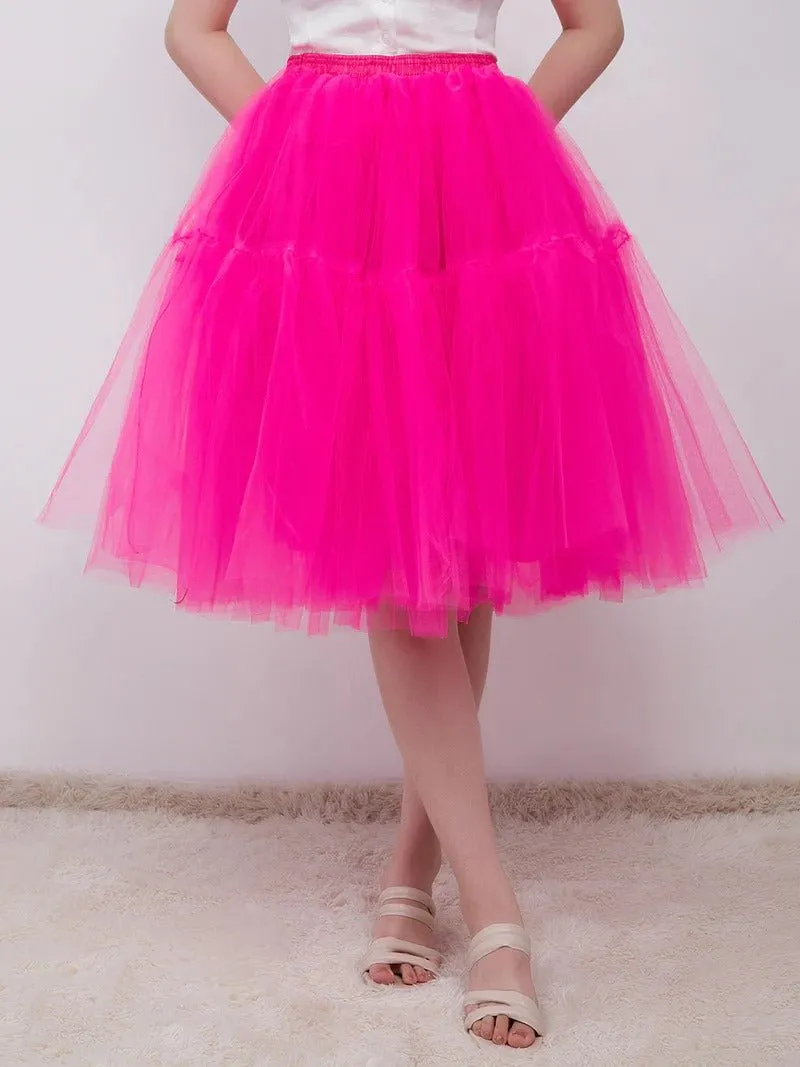 Knee-Length Tulle TUTU Dress Under Skirt