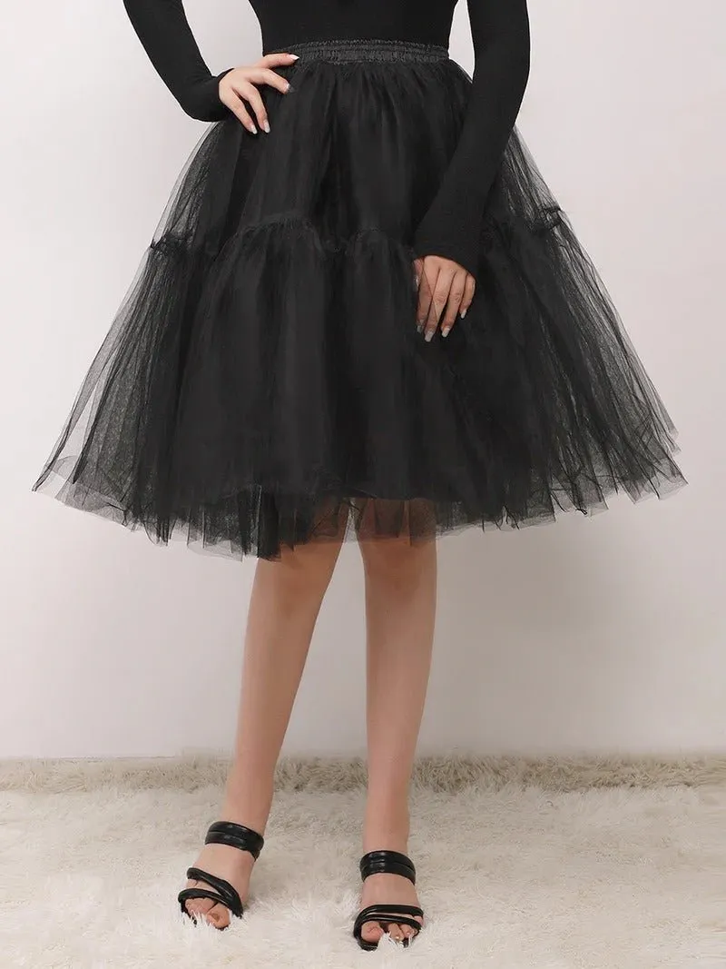 Knee-Length Tulle TUTU Dress Under Skirt