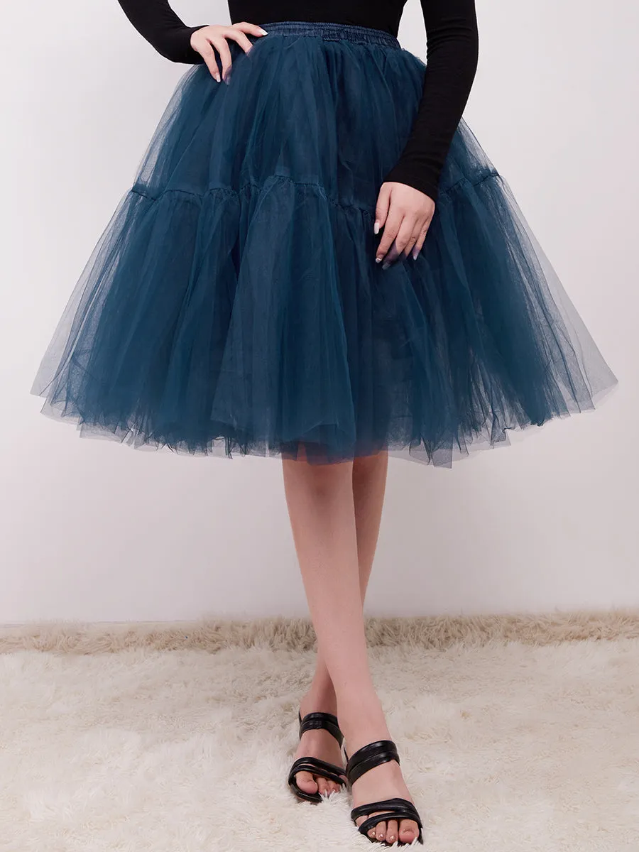 Knee-Length Tulle TUTU Dress Under Skirt