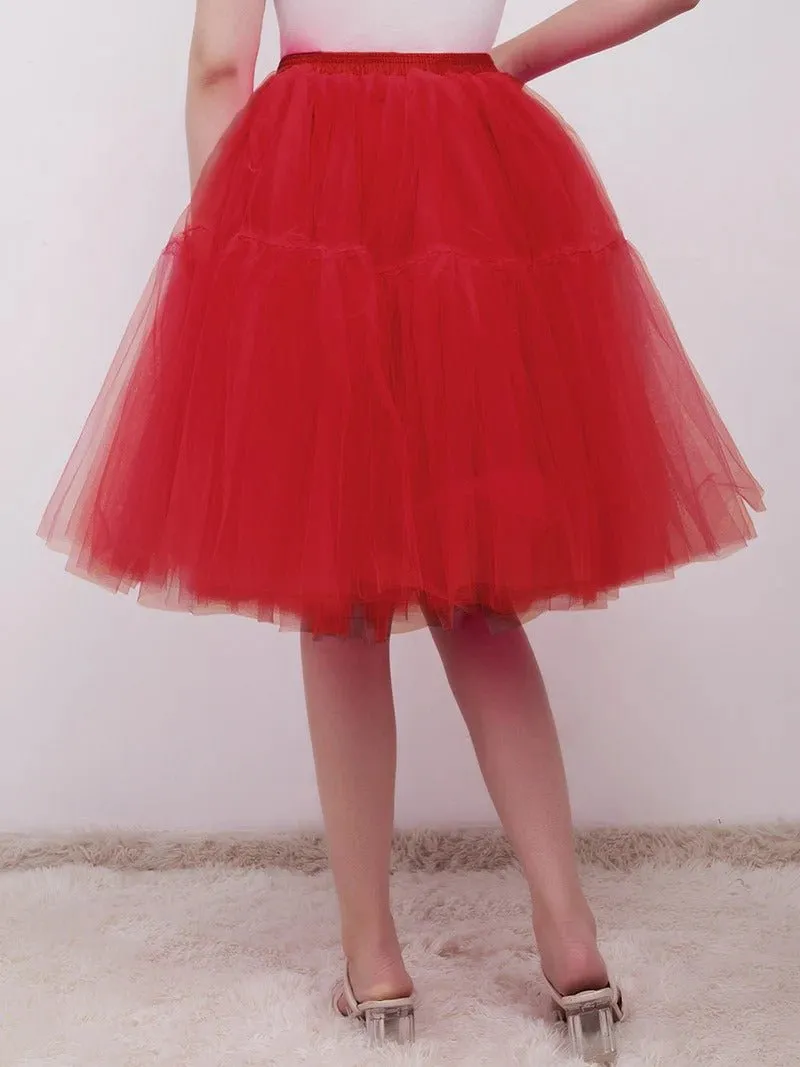 Knee-Length Tulle TUTU Dress Under Skirt