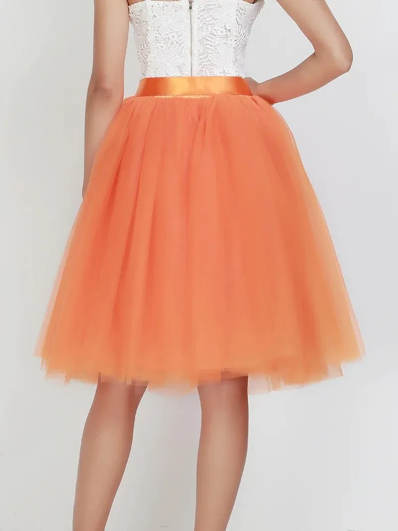 Knee-Length Tulle TUTU Short Dress Under Skirt