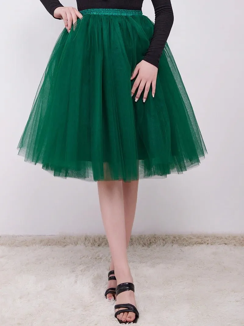 Knee-Length Tulle TUTU Short Dress Under Skirt