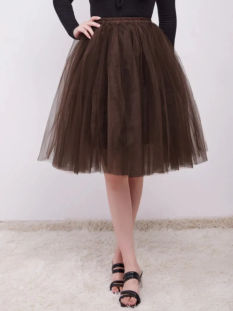 Knee-Length Tulle TUTU Short Dress Under Skirt