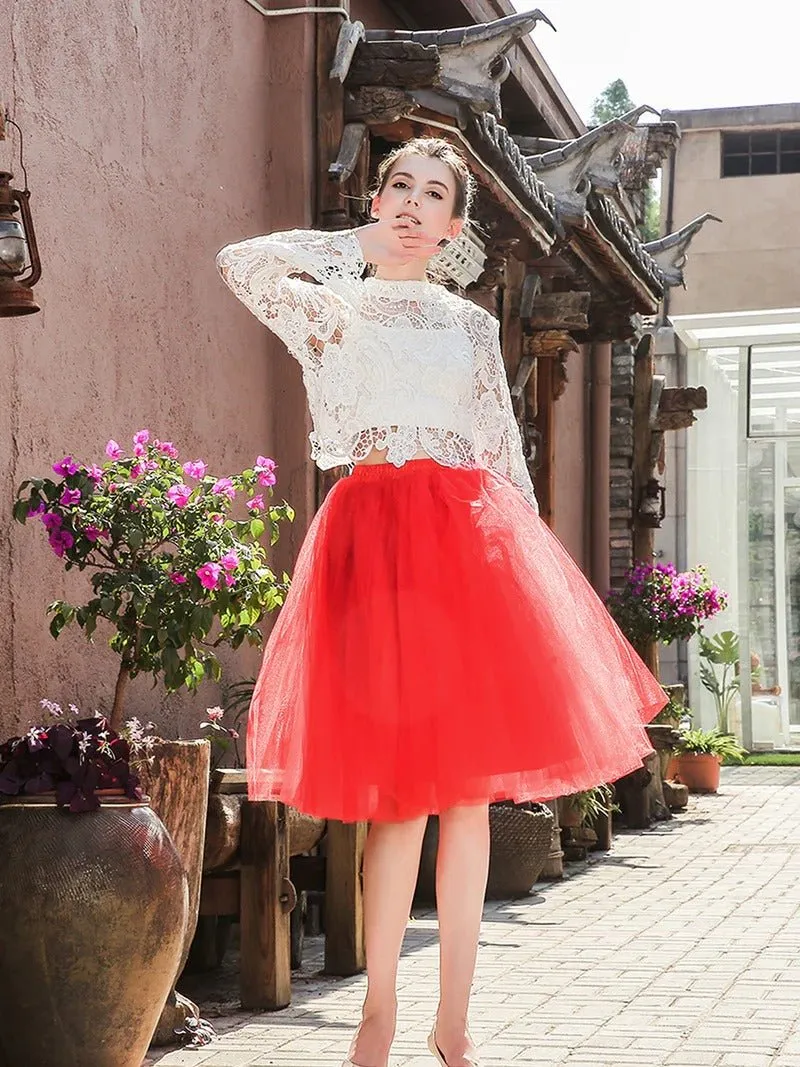 Knee-Length Tulle TUTU Short Dress Under Skirt