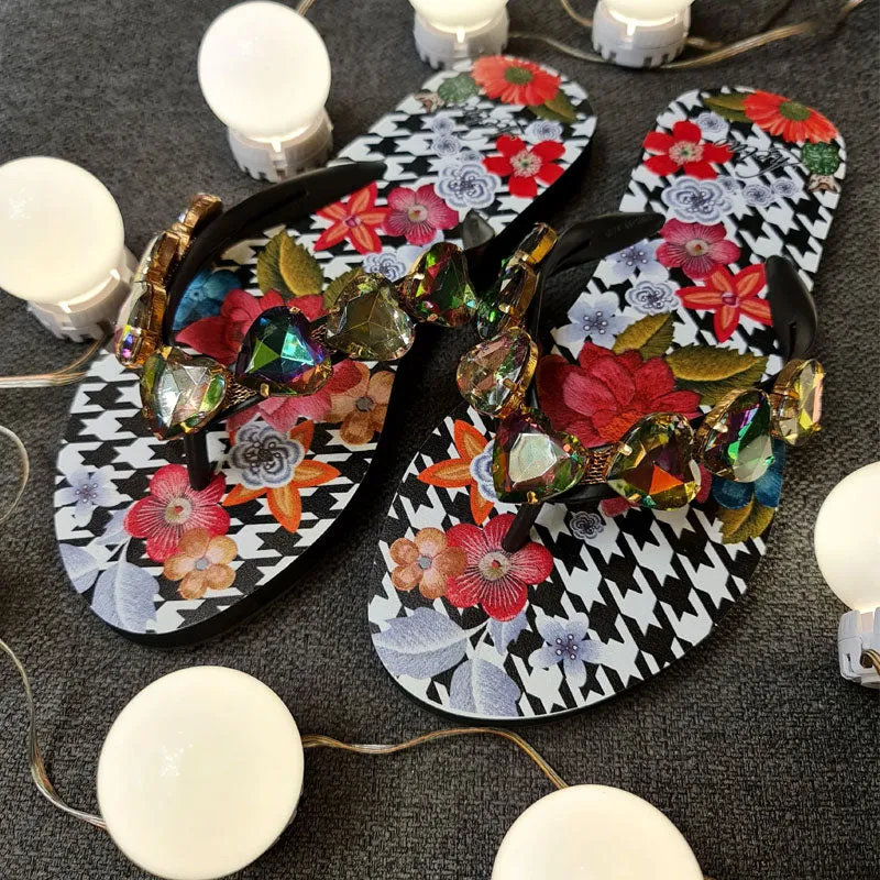 Luxury Rhinestone Flat Bottom Flip Flops Ladies Sippers