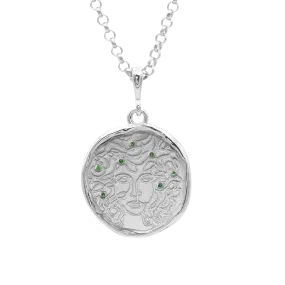 Medusa 7 Emerald Medallion Necklace | Silver